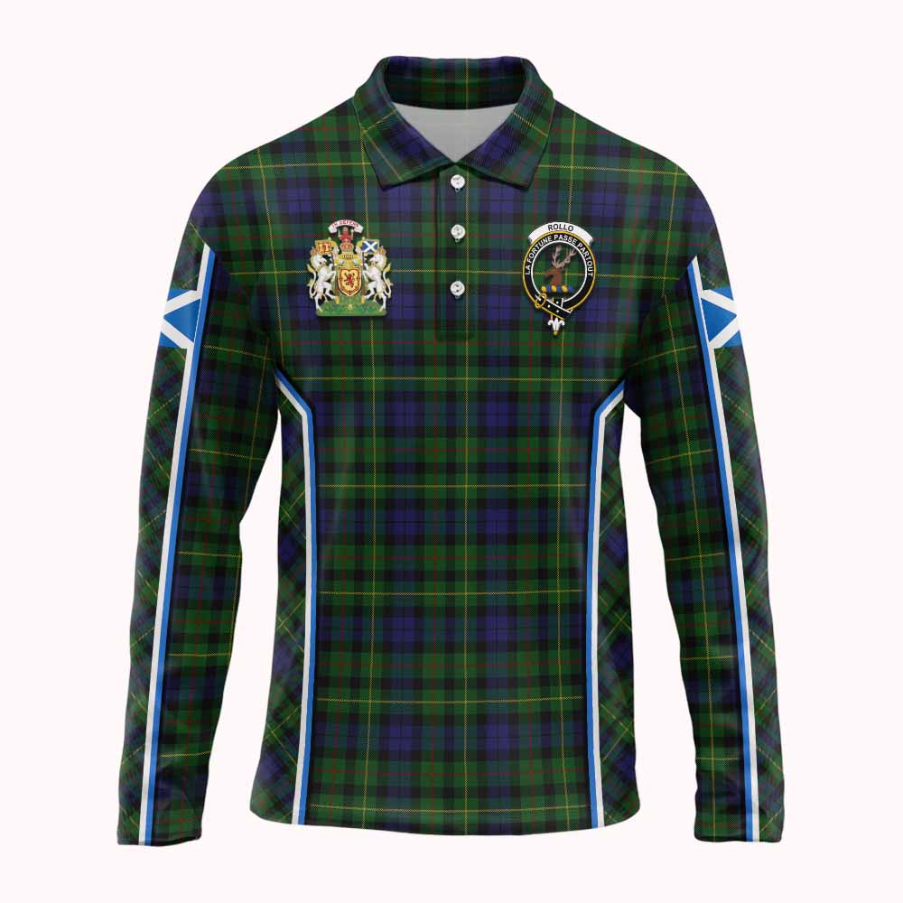 Rollo Tartan Crest Long Sleeve Polo Shirt Scotland Coat of Arm Flag Style - Tartan Vibes Clothing