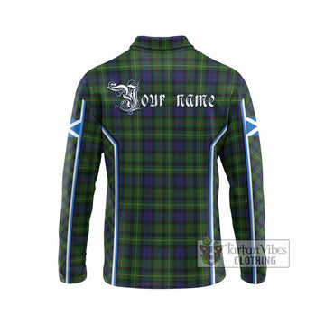 Rollo Tartan Crest Long Sleeve Polo Shirt Scotland Coat of Arm Flag Style