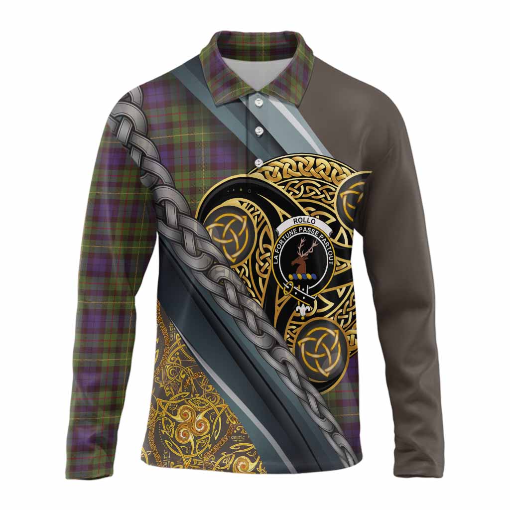 Rollo Tartan Crest Long Sleeve Polo Shirt Scottish Triskele Celtic