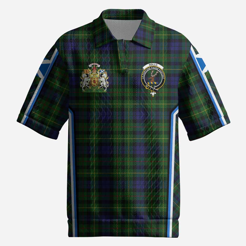 Rollo Tartan Crest Men’s Polo Sweater Top Scotland Coat of Arm Flag Style