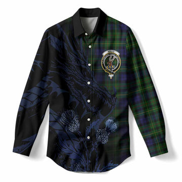 Rollo Tartan Crest Scottish Women Casual Shirt Dragon and Thistle
