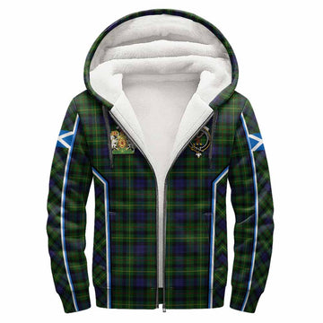 Rollo Tartan Crest Sherpa Hoodie Scotland Coat of Arm Flag Style