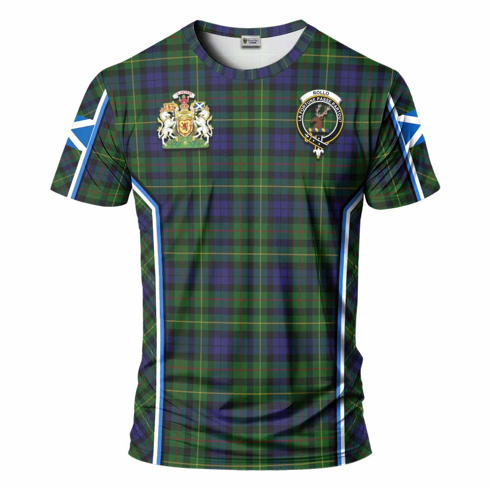 Rollo Tartan Crest T-shirt Scotland Coat of Arm Flag Style - Tartan Vibes Clothing