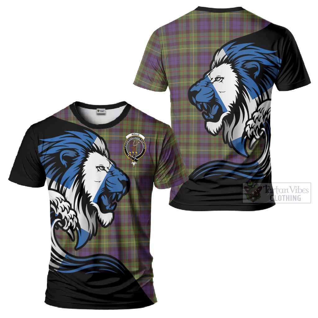 Rollo Tartan Crest T-Shirt Scottish Golden Lions Wave Flow