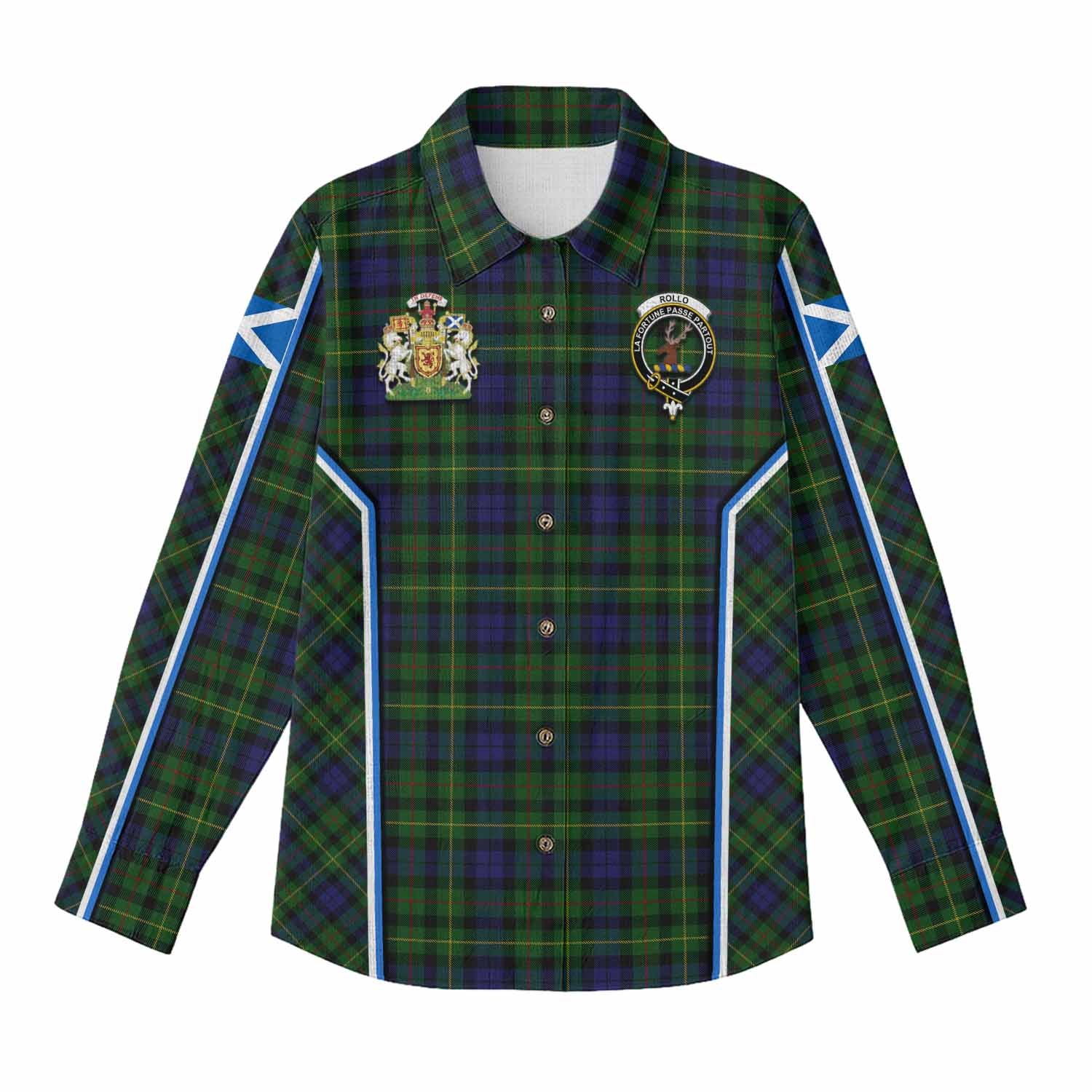 Rollo Tartan Crest Women Casual Shirt Scotland Coat of Arm Flag Style - Tartan Vibes Clothing