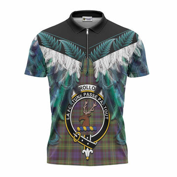 Rollo Tartan Crest Zipper Polo Shirt New Zealand Maori Korowai Cloak