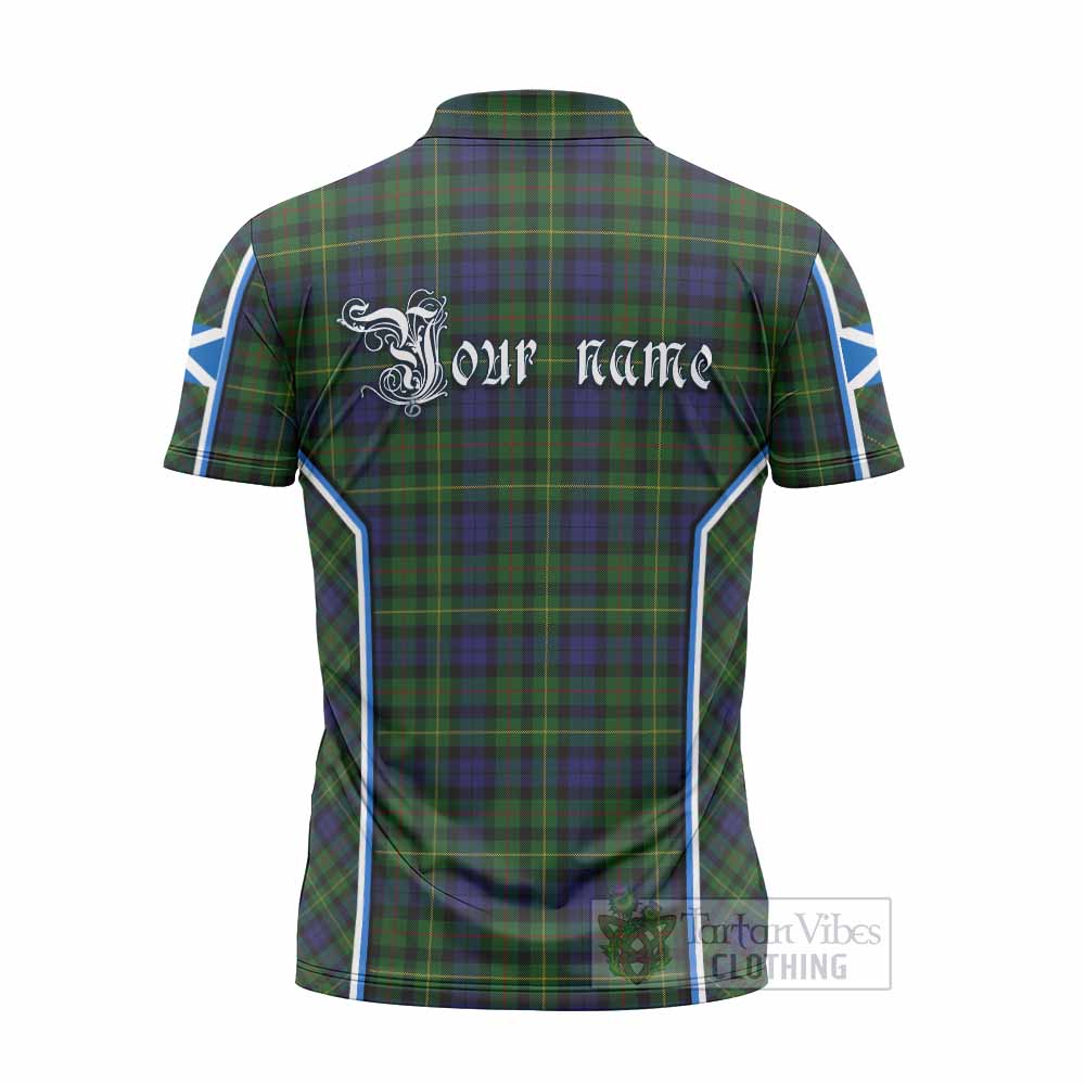 Rollo Tartan Crest Zipper Polo Shirt Scotland Coat of Arm Flag Style - Tartan Vibes Clothing