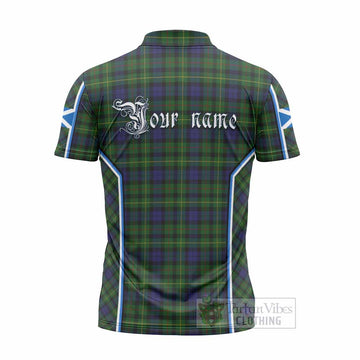 Rollo Tartan Crest Zipper Polo Shirt Scotland Coat of Arm Flag Style