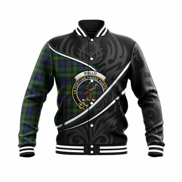 Rollo Tartan Family Crest Baseball Jacket Celtic Scottish Thistle Floral