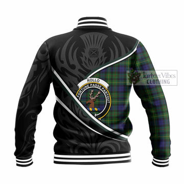 Rollo Tartan Family Crest Baseball Jacket Celtic Scottish Thistle Floral
