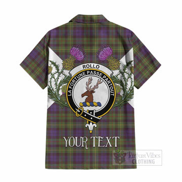Rollo Tartan Family Crest Cotton Hawaiian Shirt Scottish Burns Night Thistle Floral