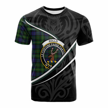 Rollo Tartan Family Crest Cotton T-shirt Celtic Scottish Thistle Floral