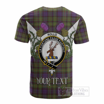 Rollo Tartan Family Crest Cotton T-shirt Scottish Burns Night Thistle Floral