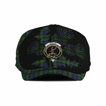 Rollo Tartan Family Crest Flat Cap, Jeff Cap Scotland Thistle Floral