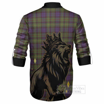 Rollo Tartan Family Crest Ghillie Shirt Crowned Lion Roaring
