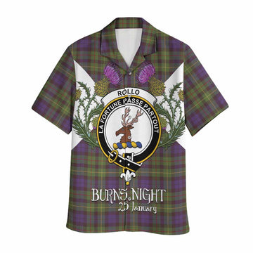 Rollo Tartan Family Crest Hawaiian Shirt Scottish Burns Night Thistle Floral