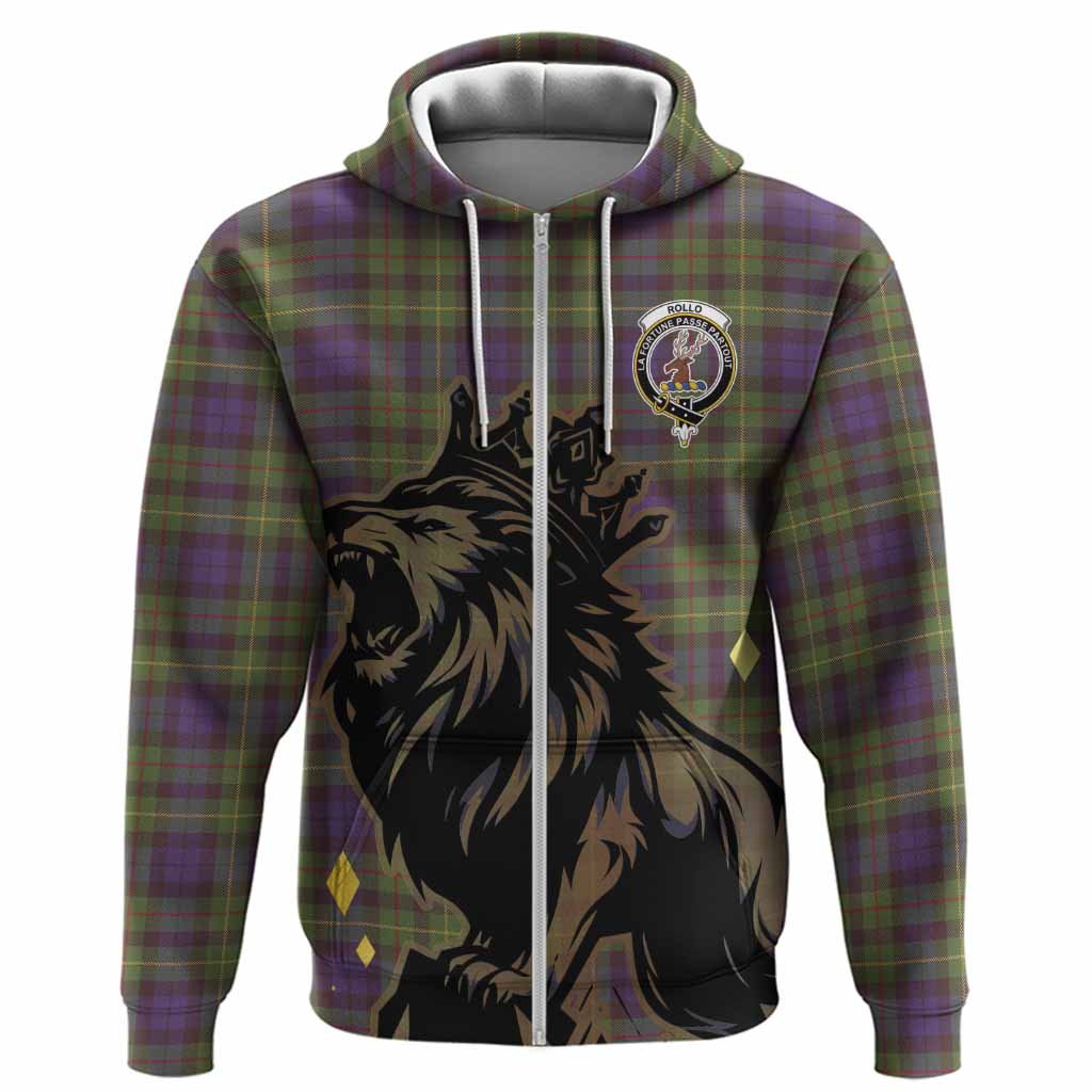 Rollo Tartan Family Crest Hoodie Crowned Lion Roaring