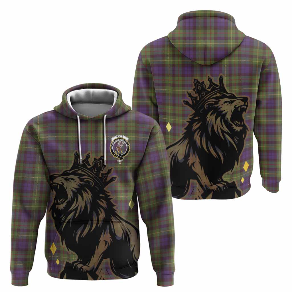 Rollo Tartan Family Crest Hoodie Crowned Lion Roaring