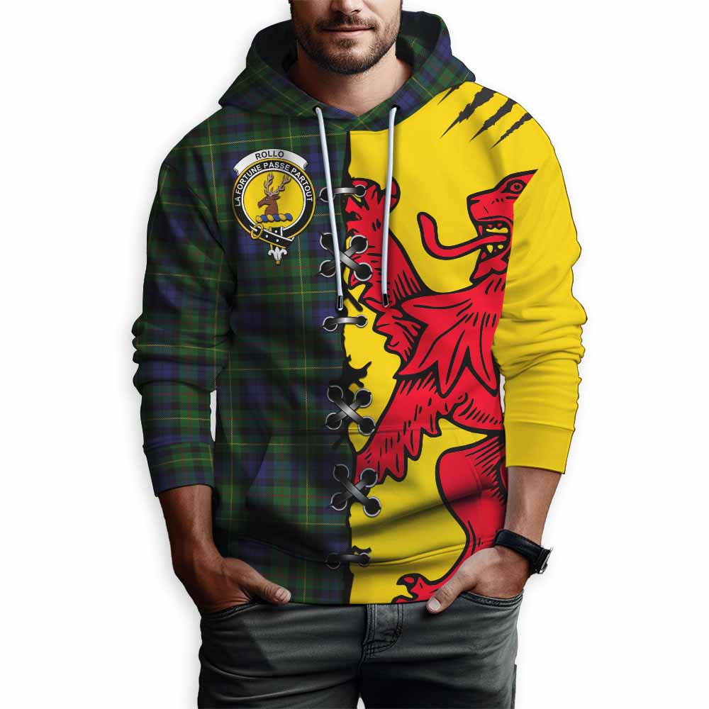Rollo Tartan Family Crest Hoodie Lion Rampant Honor - Tartan Vibes Clothing