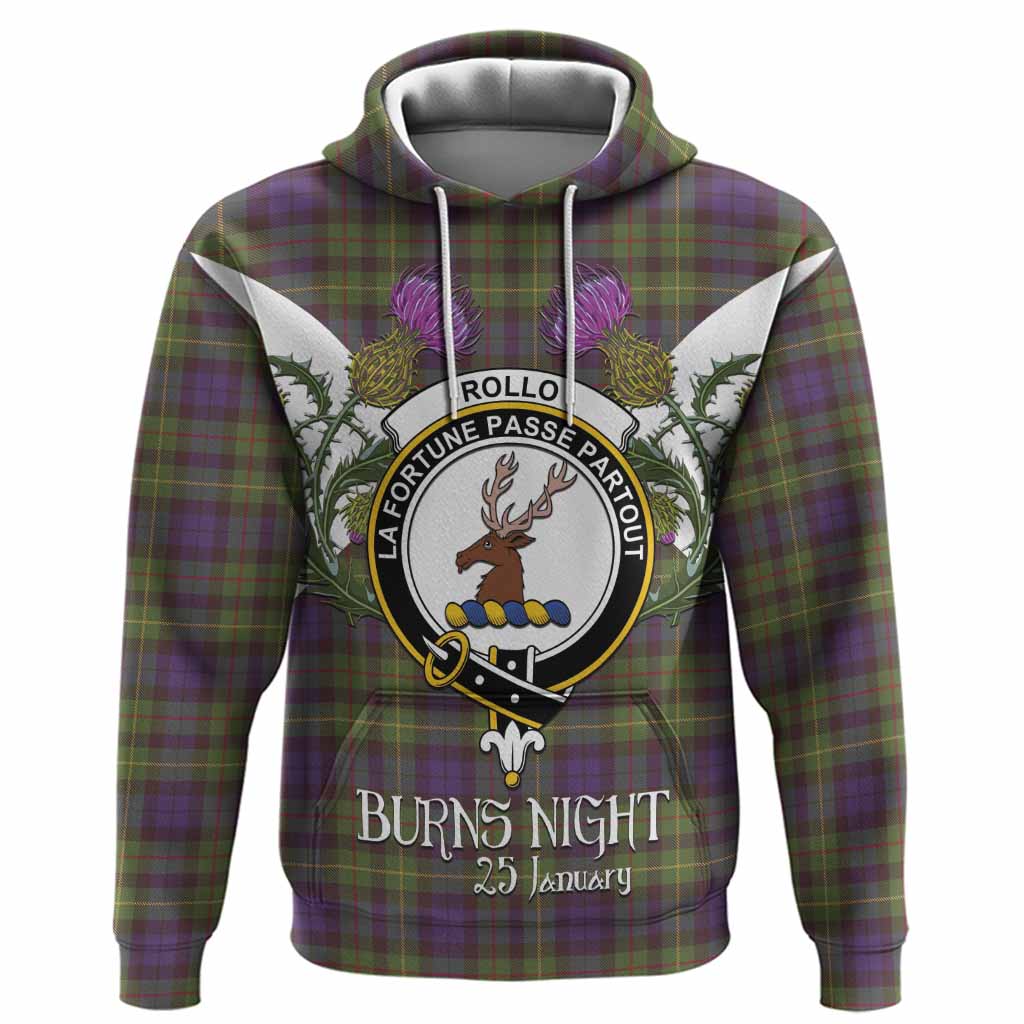 Rollo Tartan Family Crest Hoodie Scottish Burns Night Thistle Floral