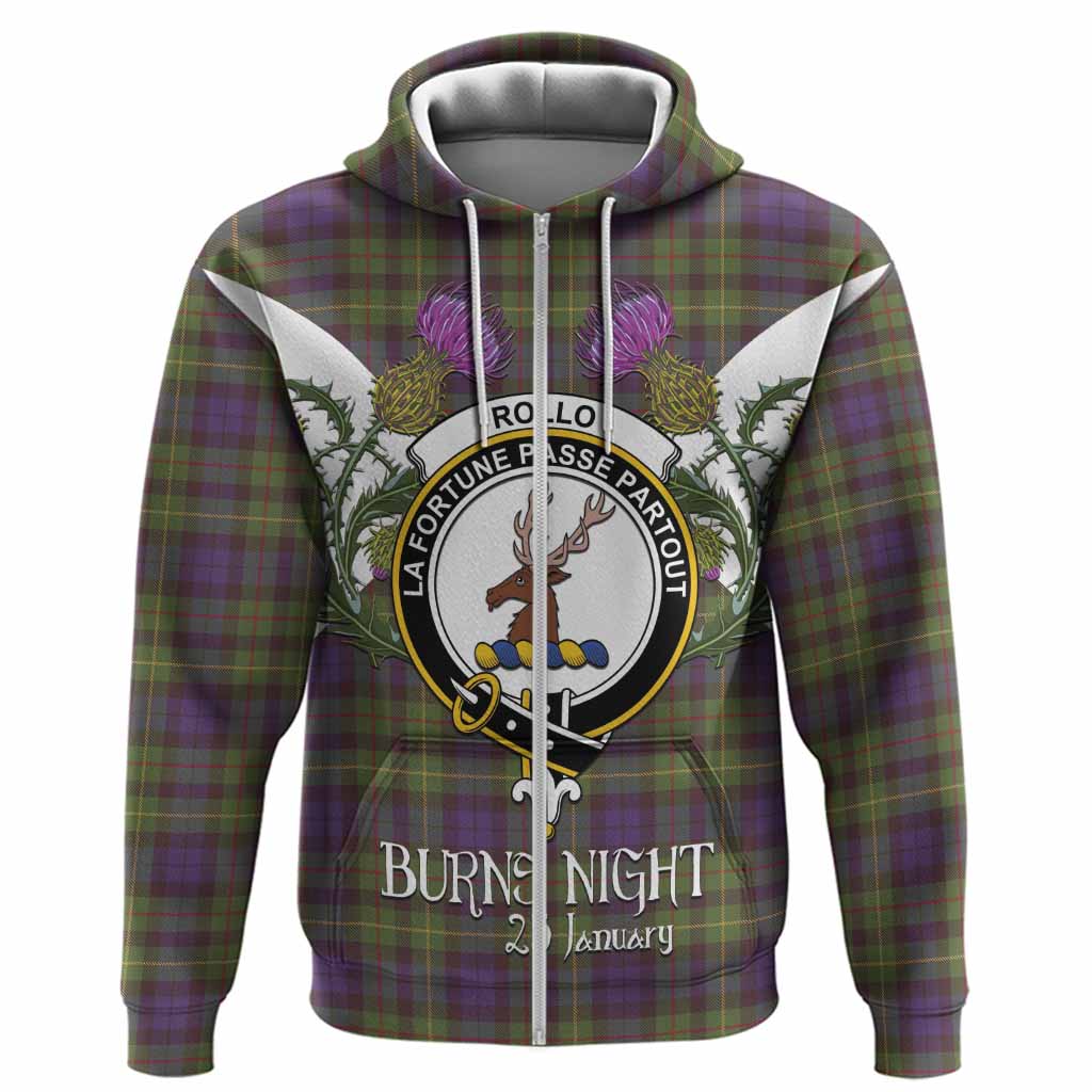 Rollo Tartan Family Crest Hoodie Scottish Burns Night Thistle Floral