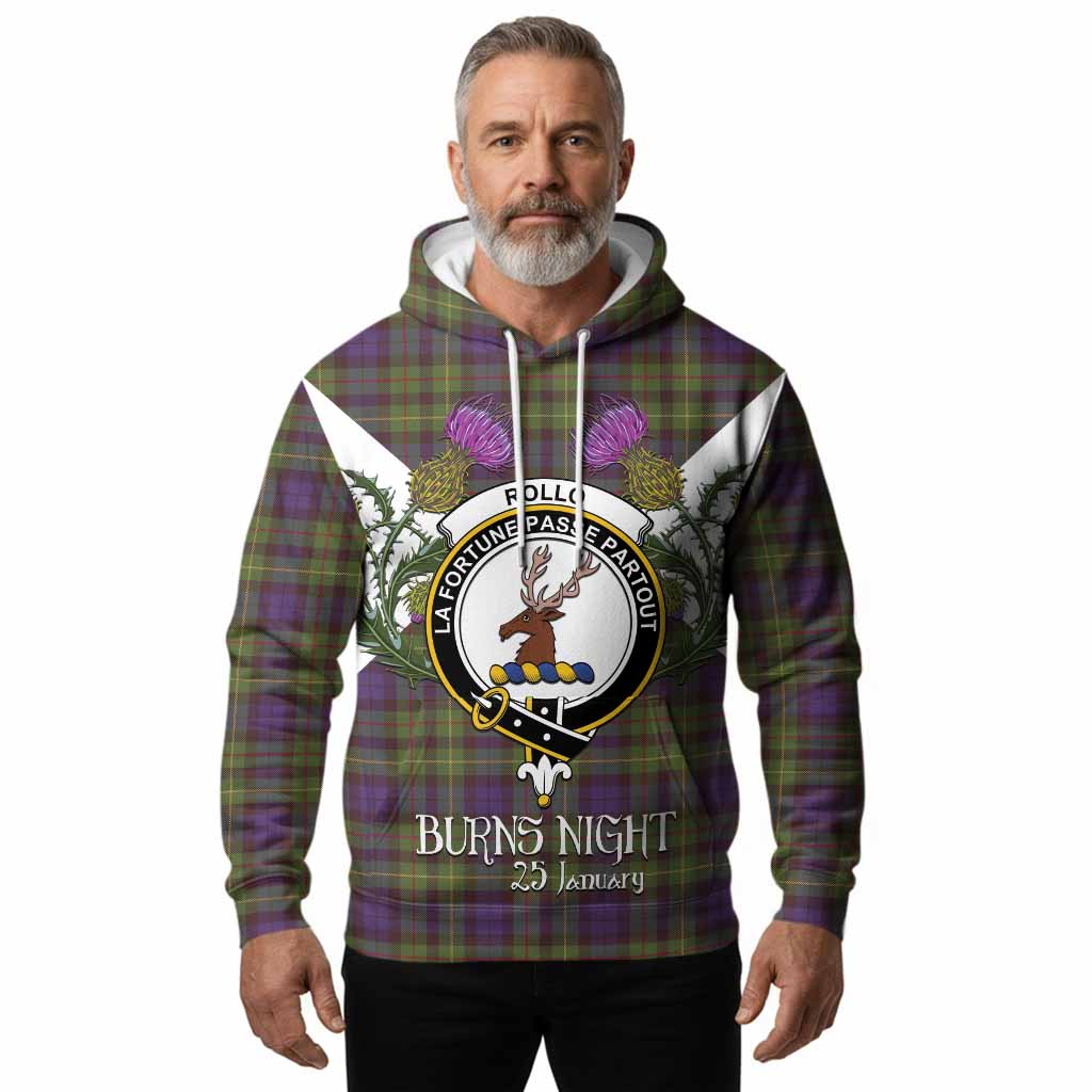 Rollo Tartan Family Crest Hoodie Scottish Burns Night Thistle Floral