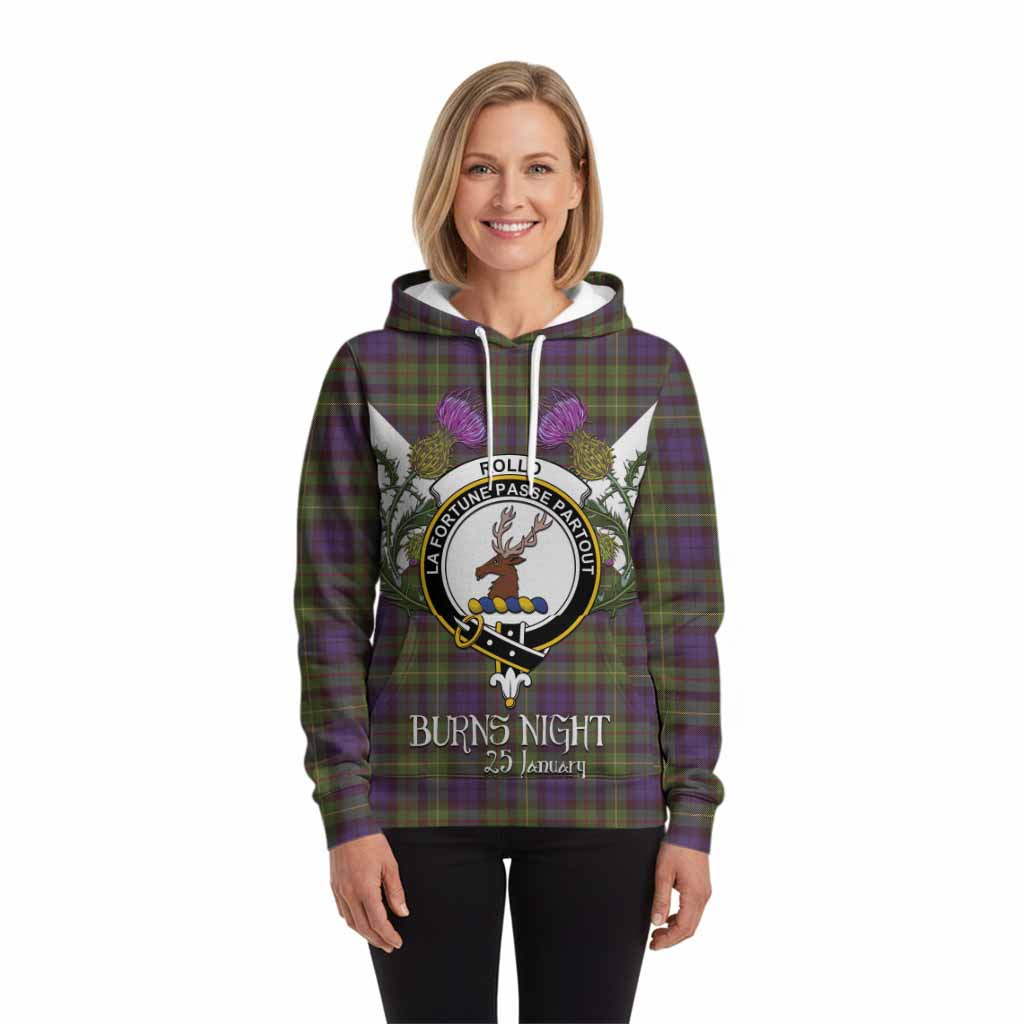 Rollo Tartan Family Crest Hoodie Scottish Burns Night Thistle Floral
