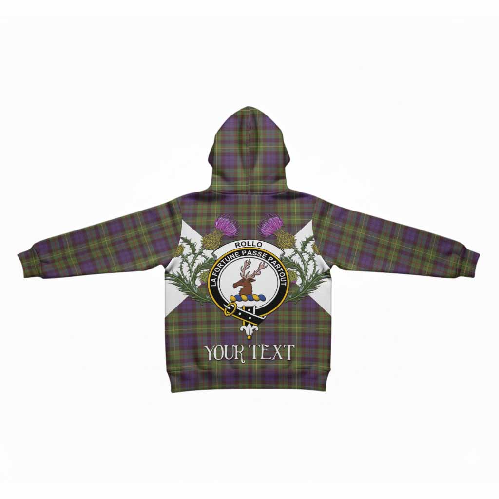 Rollo Tartan Family Crest Kid Hoodie Scottish Burns Night Thistle Floral