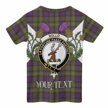 Rollo Tartan Family Crest Kid T-shirt Scottish Burns Night Thistle Floral