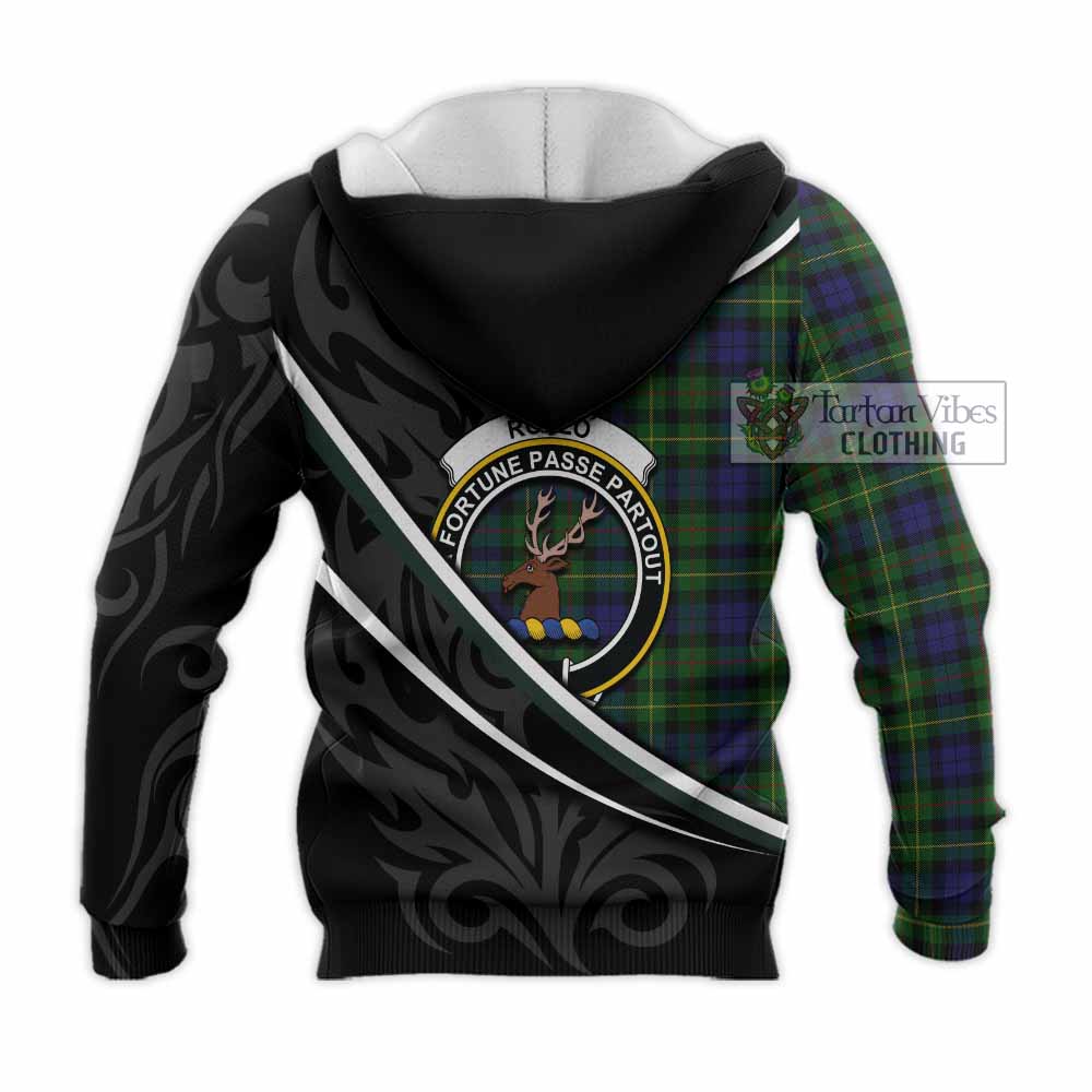 Rollo Tartan Family Crest Knitted Hoodie Celtic Scottish Thistle Floral - Tartan Vibes Clothing