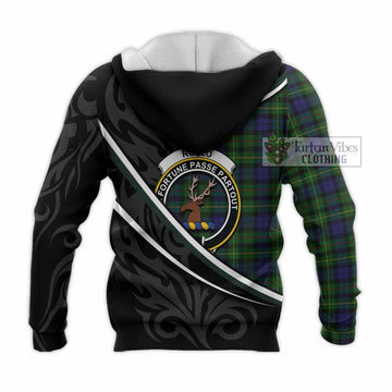 Rollo Tartan Family Crest Knitted Hoodie Celtic Scottish Thistle Floral