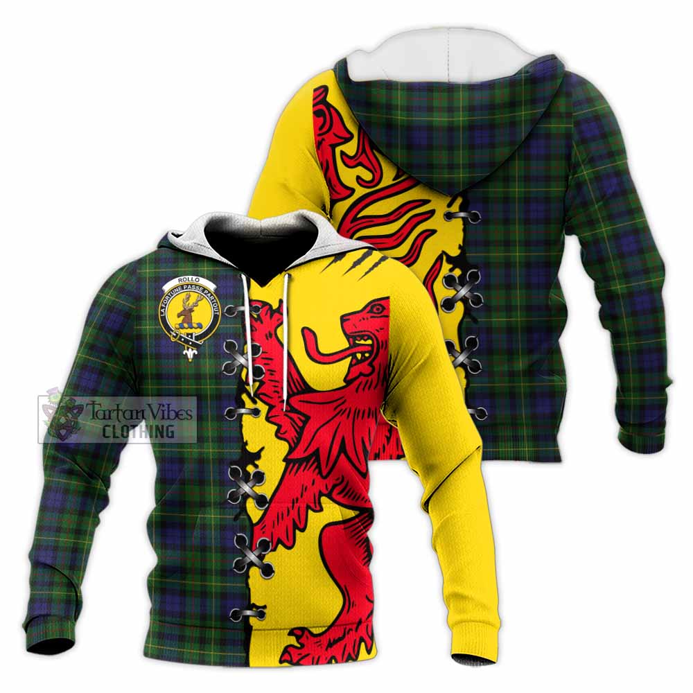 Rollo Tartan Family Crest Knitted Hoodie Lion Rampant Honor - Tartan Vibes Clothing
