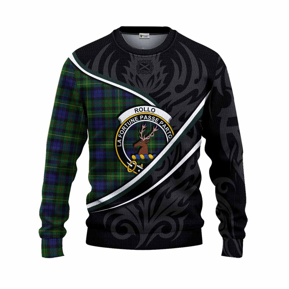 Rollo Tartan Family Crest Knitted Sweater Celtic Scottish Thistle Floral - Tartan Vibes Clothing