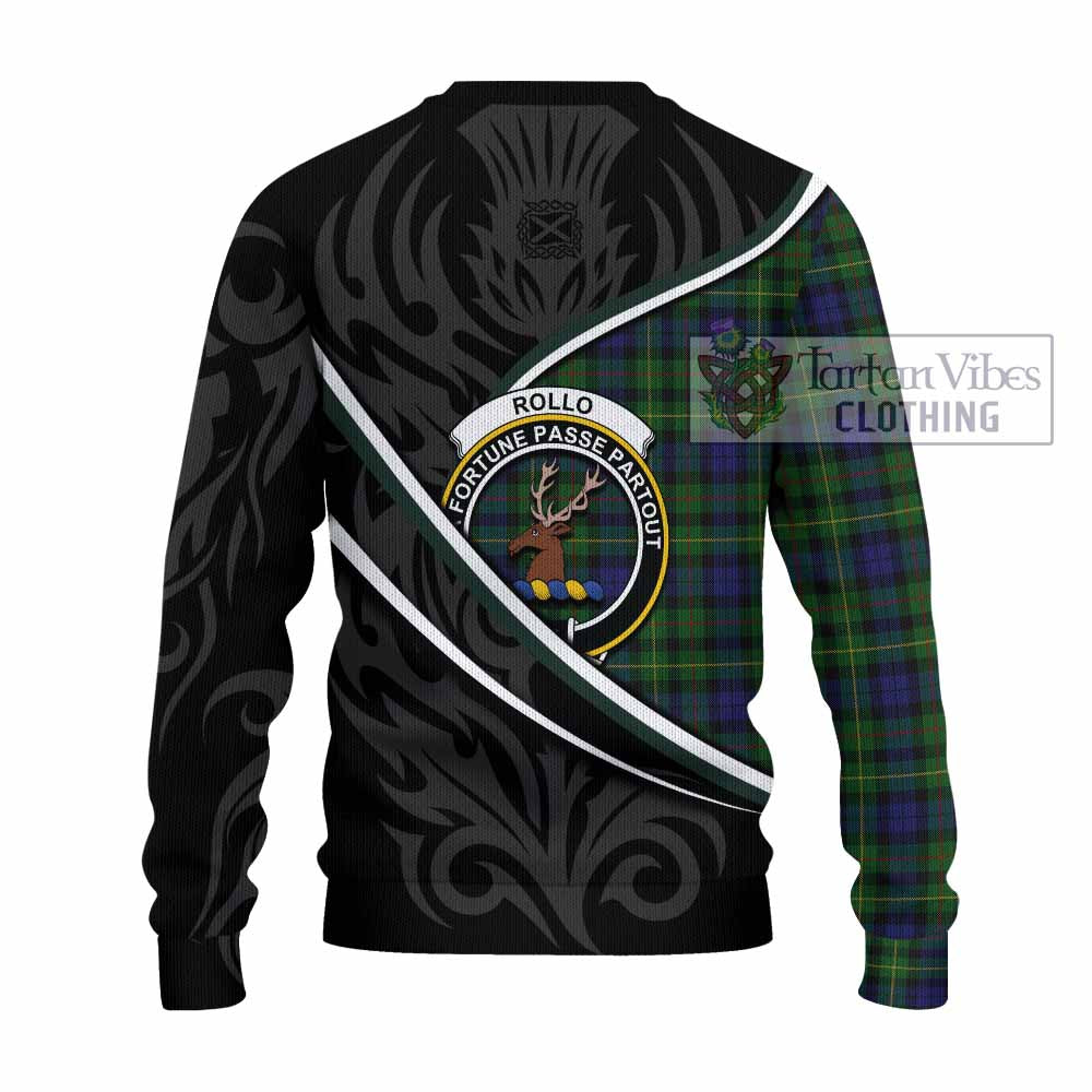 Rollo Tartan Family Crest Knitted Sweater Celtic Scottish Thistle Floral - Tartan Vibes Clothing
