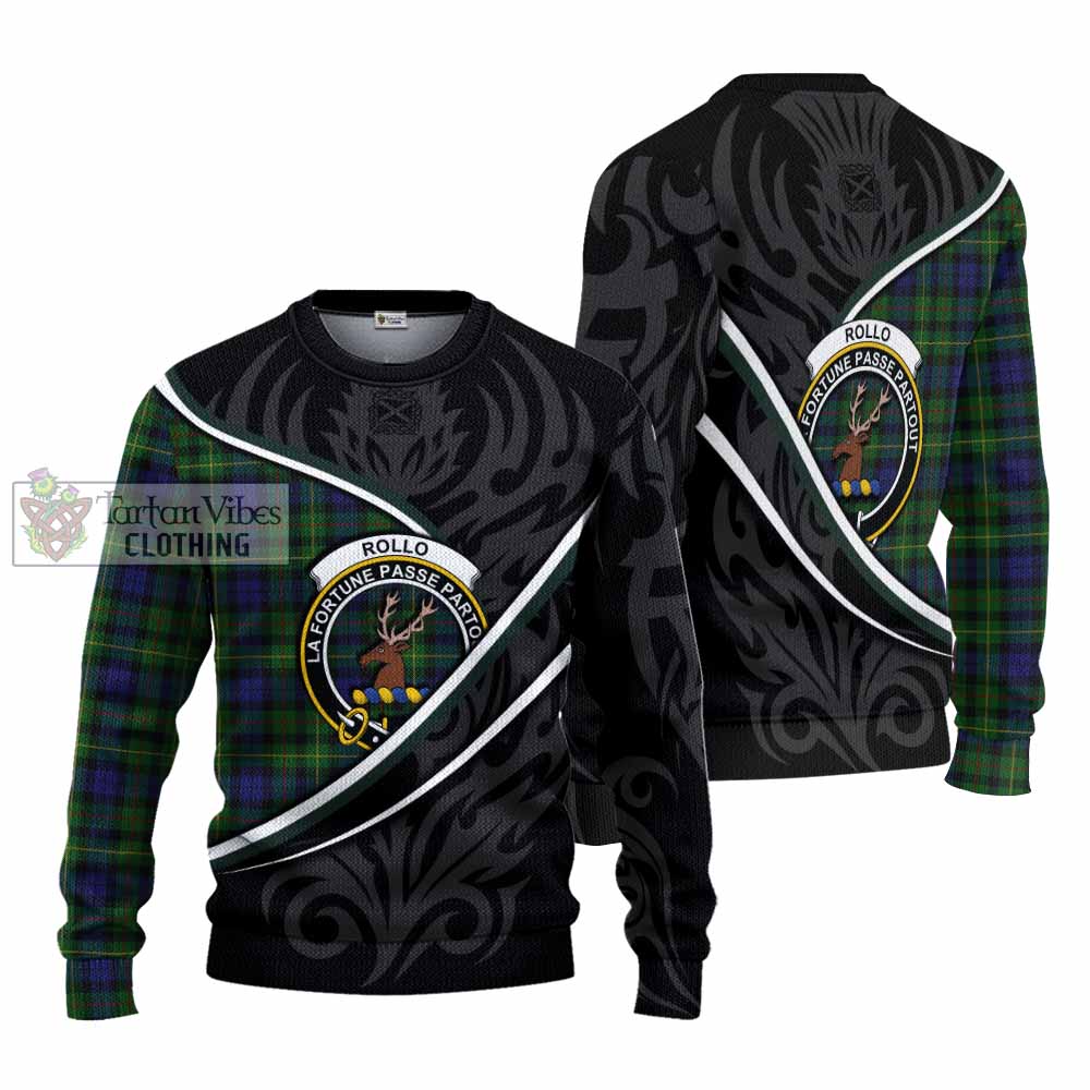 Rollo Tartan Family Crest Knitted Sweater Celtic Scottish Thistle Floral - Tartan Vibes Clothing