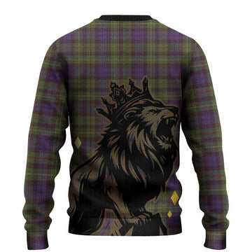 Rollo Tartan Family Crest Knitted Sweater Crowned Lion Roaring