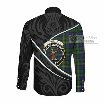 Rollo Tartan Family Crest Long Sleeve Button Shirts Celtic Scottish Thistle Floral