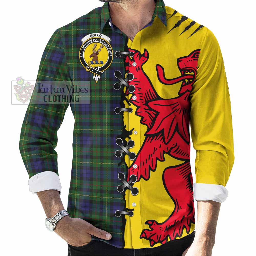 Rollo Tartan Family Crest Long Sleeve Button Shirts Lion Rampant Honor - Tartan Vibes Clothing