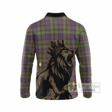 Rollo Tartan Family Crest Long Sleeve Polo Shirt Crowned Lion Roaring