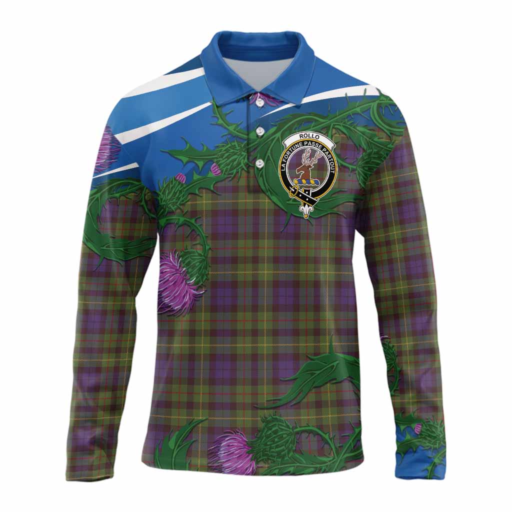 Rollo Tartan Family Crest Long Sleeve Polo Shirt Thistle in Minimalism