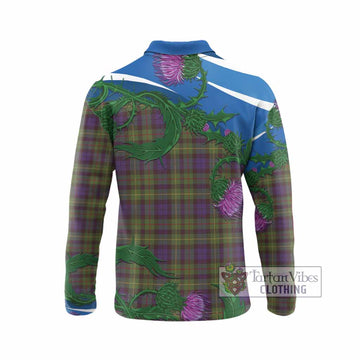 Rollo Tartan Family Crest Long Sleeve Polo Shirt Thistle in Minimalism