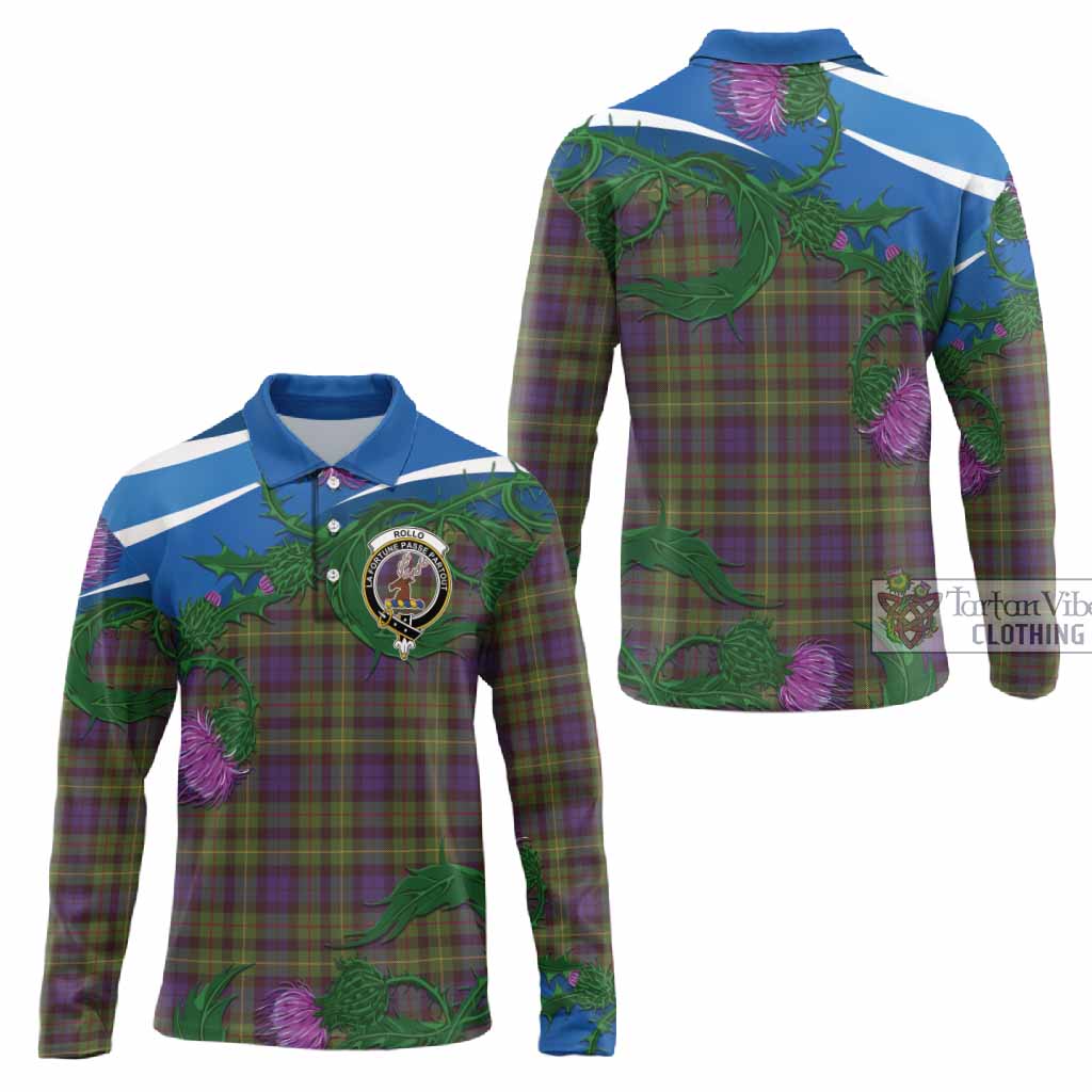 Rollo Tartan Family Crest Long Sleeve Polo Shirt Thistle in Minimalism