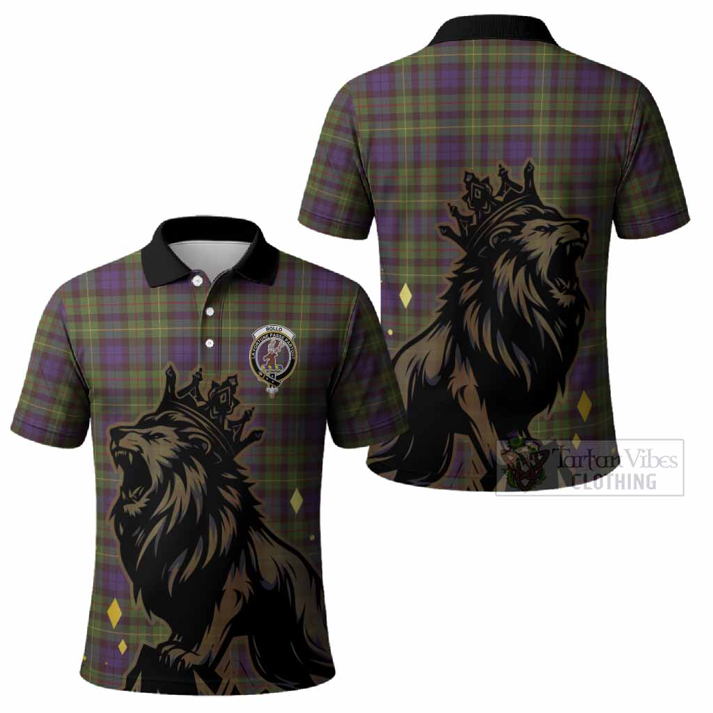 Rollo Tartan Family Crest Polo Shirt Crowned Lion Roaring