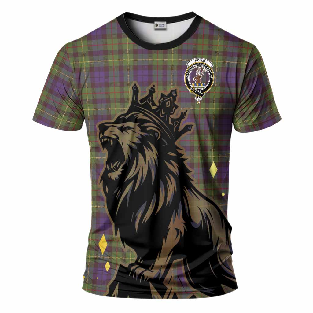 Rollo Tartan Family Crest T-Shirt Crowned Lion Roaring