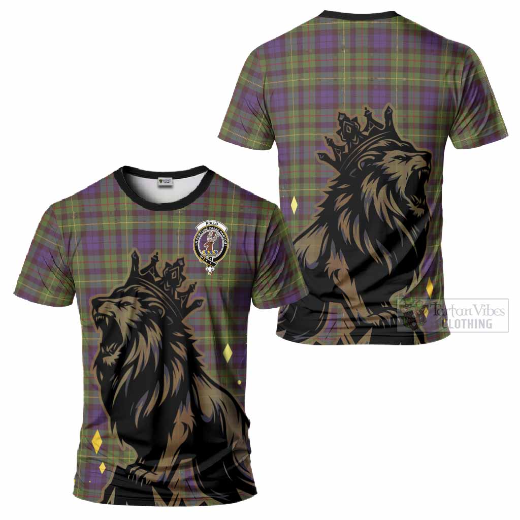Rollo Tartan Family Crest T-Shirt Crowned Lion Roaring