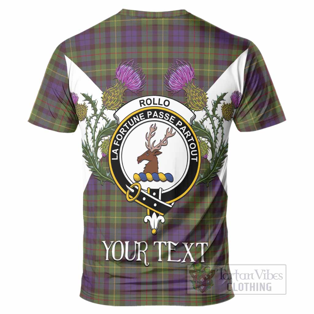 Rollo Tartan Family Crest T-Shirt Scottish Burns Night Thistle Floral