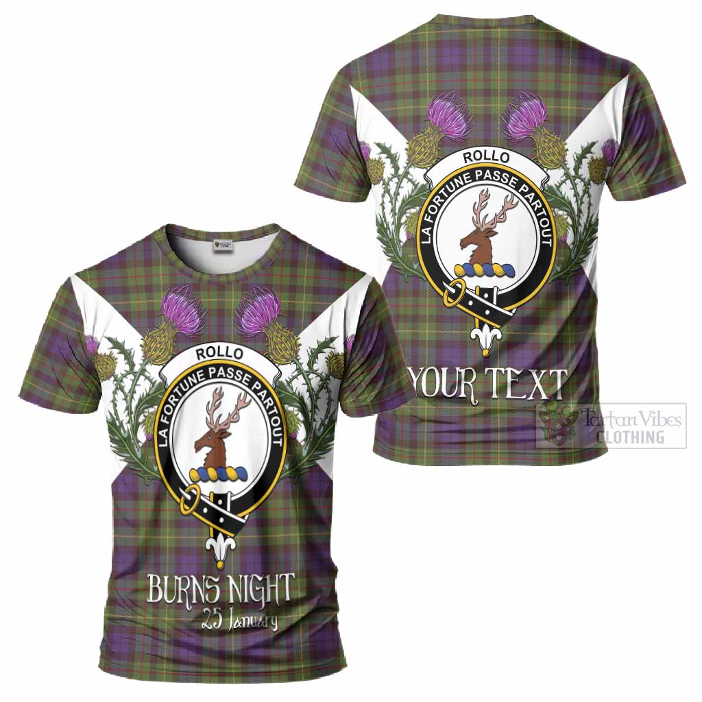 Rollo Tartan Family Crest T-Shirt Scottish Burns Night Thistle Floral