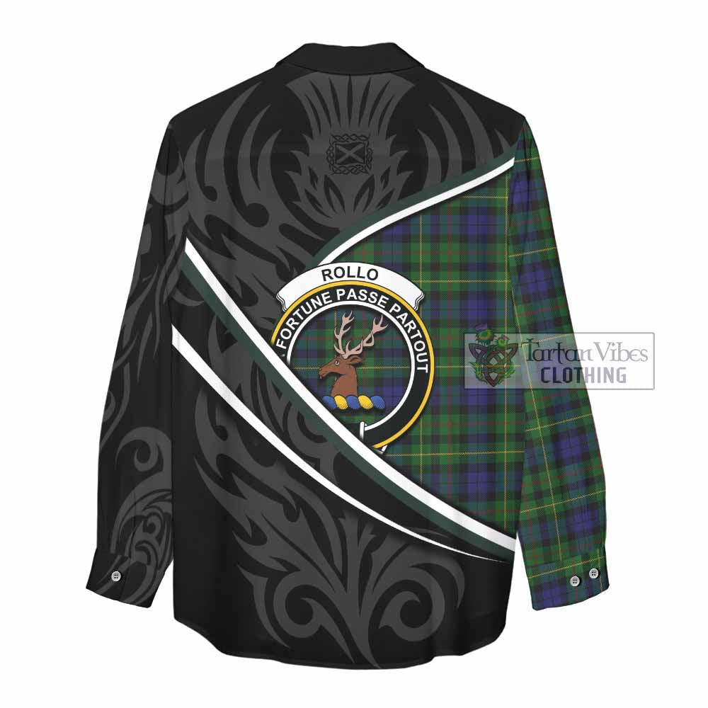 Rollo Tartan Family Crest Women Casual Shirt Celtic Scottish Thistle Floral - Tartan Vibes Clothing