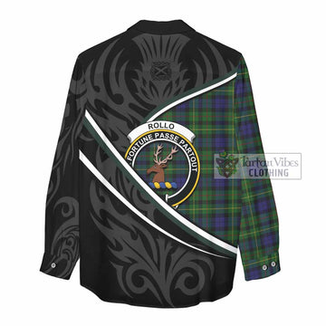 Rollo Tartan Family Crest Women Casual Shirt Celtic Scottish Thistle Floral - Tartan Vibes Clothing