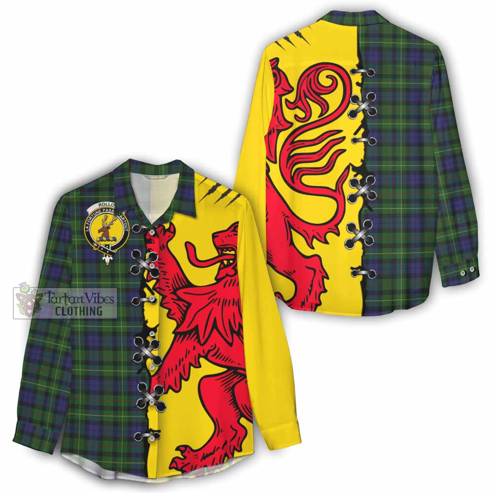 Rollo Tartan Family Crest Women Casual Shirt Lion Rampant Honor - Tartan Vibes Clothing